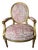 Vintage Gold Leaf Fauteuil Chair With Brunschwig & Fils Upholstery For Sale