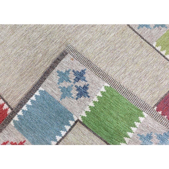 Doris Leslie Blau Vintage Swedish Flat Weave Rug by Bitte Ahlgren, Signed "BA" For Sale - Image 9 of 9