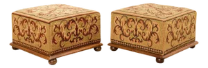 Pair of 19th Century Victorian Needlepoint Square Footstools