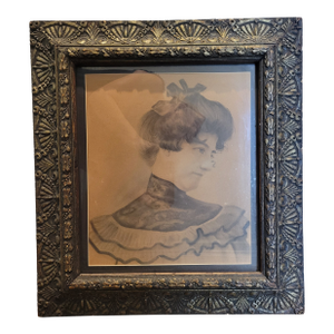 Antique Portrait of a Women Muted Pallet in Ornate Frame & Matted
