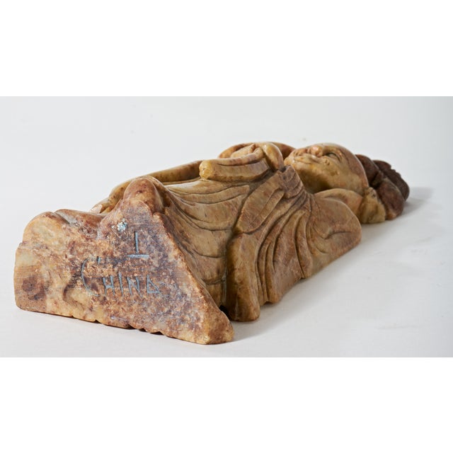 Early 20th Century Carved Jade Sculpture of Smiling Chinese Wise Man For Sale - Image 16 of 16