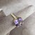 Syna Yellow Gold Amethyst Cushion Ring with Diamonds For Sale - Image 4 of 5