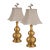 Antique Chinoiserie Brass Double-Gourd Lamps With Taupe Pagoda Shades, Pair For Sale