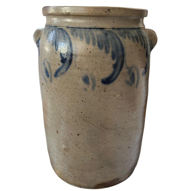 A handsome and substantial 19th-century American stoneware crock, attributed to the workshop of David Parr, dating to...