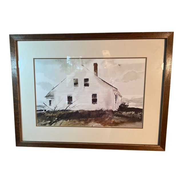 Andrew Wyeth Print Bradford Farmhouse Maine 23x17 Offset Litho Framed For Sale
