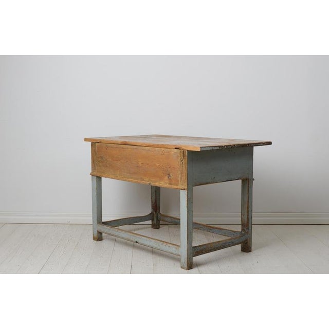 Blue Swedish Folk Art Baroque Style Blue Painted Table For Sale - Image 8 of 12