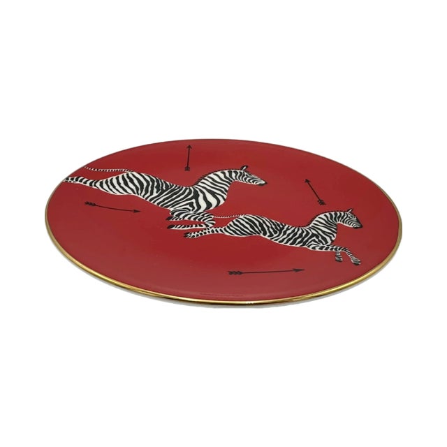 Lenox Late 20th Century Lenox Scalamandre Red Zebras Salad Plates - Set of Six For Sale - Image 4 of 10