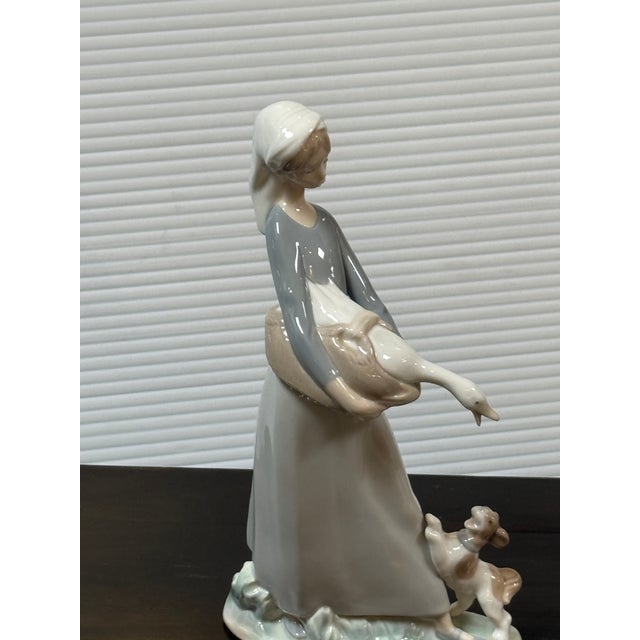 Realism Fulgencio García for Lladró Girl With Goose and Dog Porcelain Figurine, Signed For Sale - Image 3 of 12