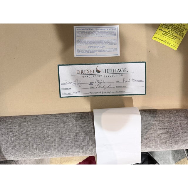 Classic Drexel Heritage Greige Sectional Sofa For Sale - Image 9 of 9
