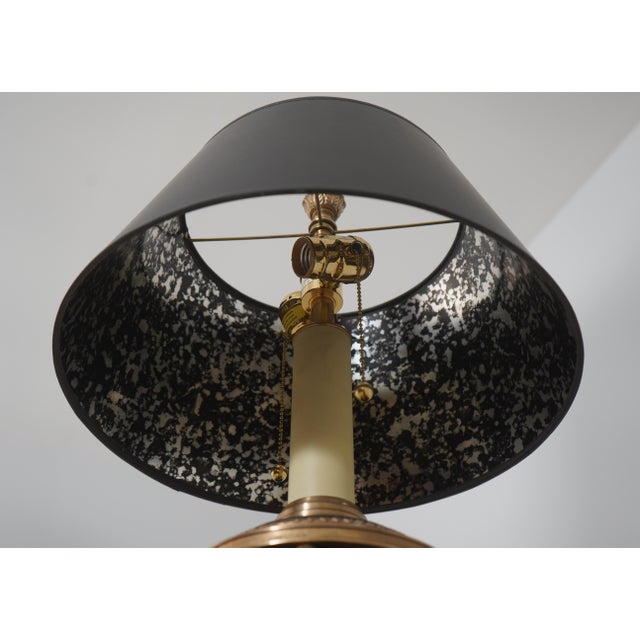 1970s Chapman Empire Style Brass Table Lamp W/Shade For Sale - Image 9 of 11