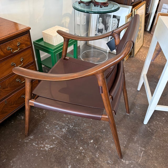 Wood Alfonso Marina Montholier Leather Wood Chair For Sale - Image 7 of 12