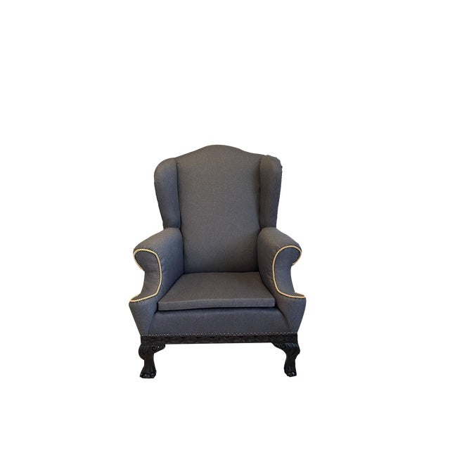 Vintage Lounge Chair in Grey Fabric For Sale