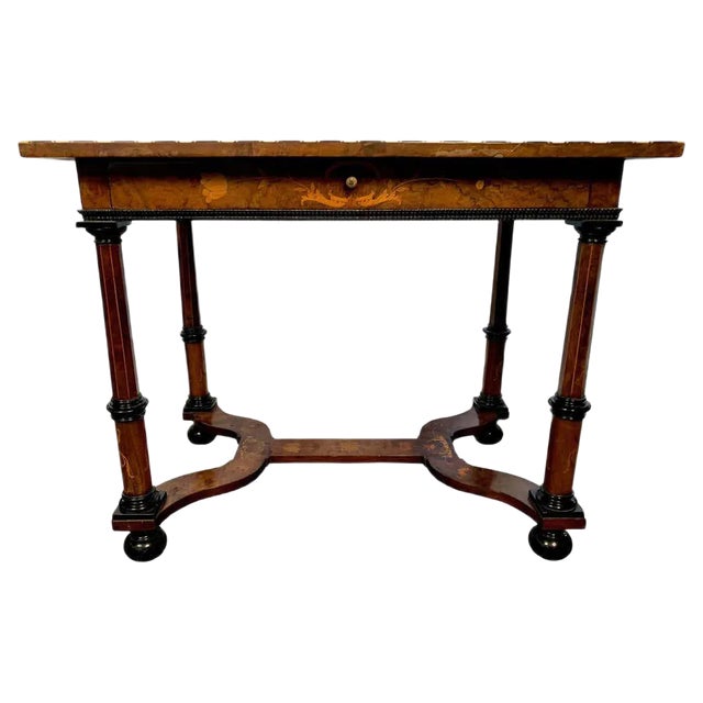 18th Century Dutch Burr Walnut and Marquetry Inlaid Table For Sale