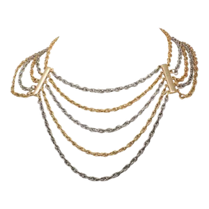 Vintage 1970s Signed Napier Goldtone & Rhodium Plated Festoon Necklace