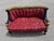 French 1930s Lovely Louis XVI Gold & Red Satin Walnut Victorian Sofa Settee For Sale - Image 3 of 12