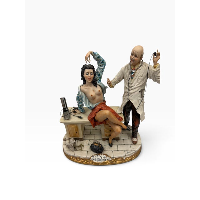 Italian Vintage Mid-Century Italian Capodimonte Porcelain Sculpture "La Paziente" by Tiziano Galli for Stefanello Studio For Sale - Image 3 of 9