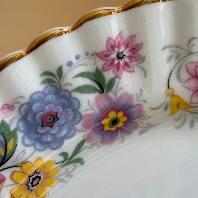 Late 20th Century Vintage English Bone China Decorative Dessert Plate For Sale - Image 5 of 13