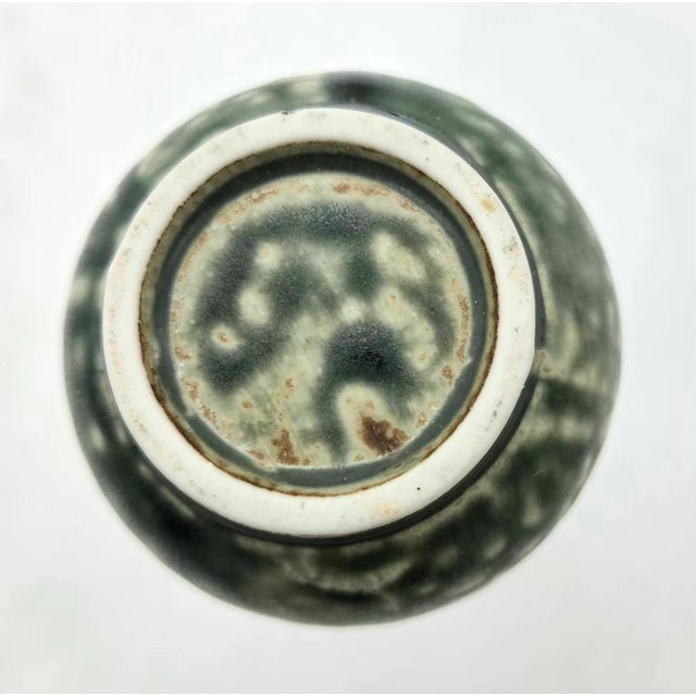 Army Green Mid 20th Century Scandinavian Faience Ceramic Bud Vase For Sale - Image 8 of 8