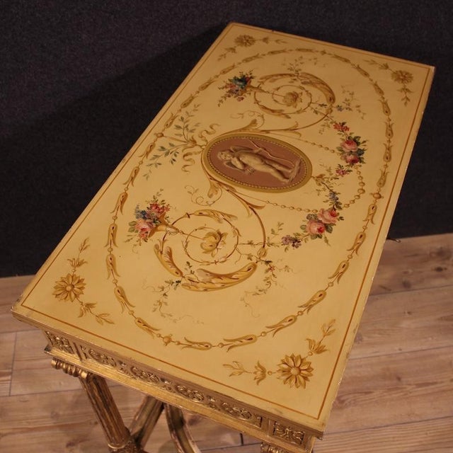 Louis XVI French Lacquered and Gilded Side Table by Sormani, 1920 For Sale - Image 9 of 16