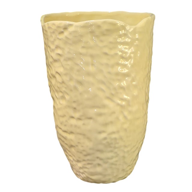 Vintage Pale-Yellow Ceramic Vase Made in Portugal Destinos For Sale - Image 11 of 11