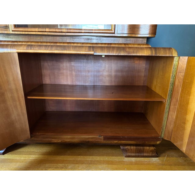 Brown Monumental Early 20th Century German Art Deco Two Piece Buffet For Sale - Image 8 of 12