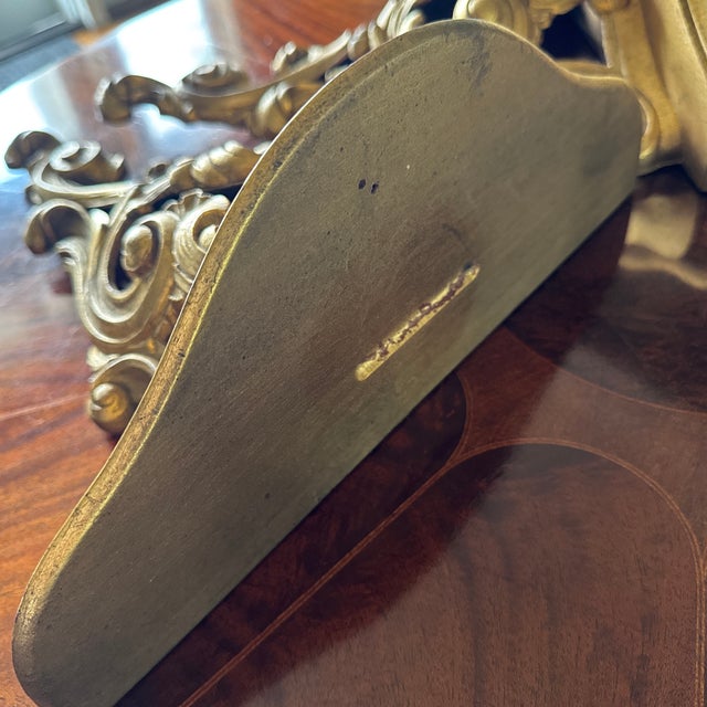 1980s Set of Two Syroco Wood Shelves, Sconces, Gold For Sale - Image 10 of 11