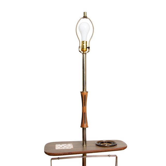 Mid 20th Century Vintage Floor Lamp With Table and Magazine Rack For Sale - Image 5 of 7