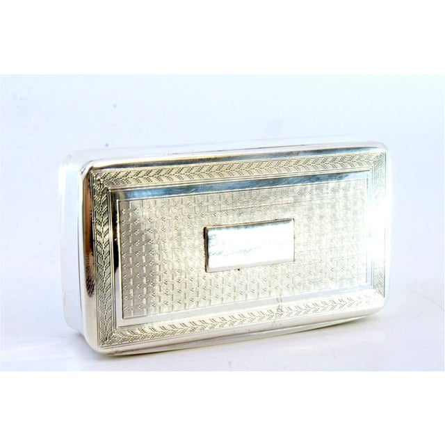 Snuff Box in Guilloche Silver with Monogram Card For Sale - Image 5 of 9