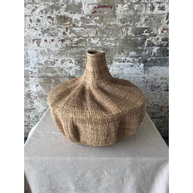 Contemporary Oversized Sculptural Woven Vessel – Natural Fiber Statement Decor For Sale - Image 3 of 6