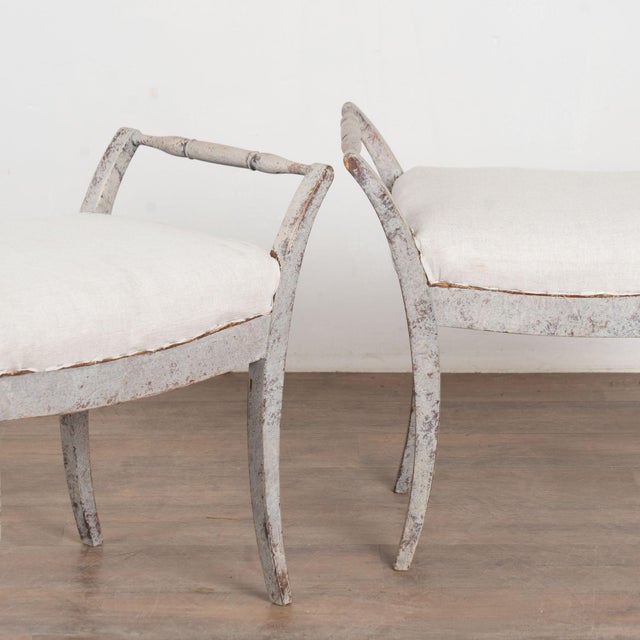 Pair, Early 20th Century Swedish Gray Gustavian Tabouret Stools For Sale - Image 6 of 15