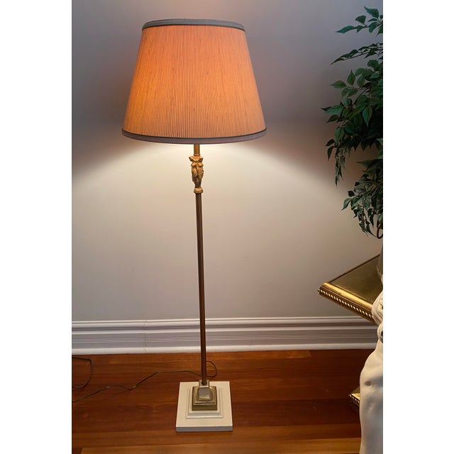 Vintage 1950s-early 1960s Neoclassical Brass Floor Lamp with Classical Lady Figures Bring a touch of ethereal beauty into...