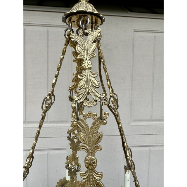 Early 20th Century Vintage Rococo Cast Brass and Crystal Chandelier For Sale - Image 5 of 12