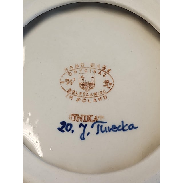 Mid 20th Century Vintage Boleslawiec Polish Pottery Egg Plate For Sale - Image 5 of 5