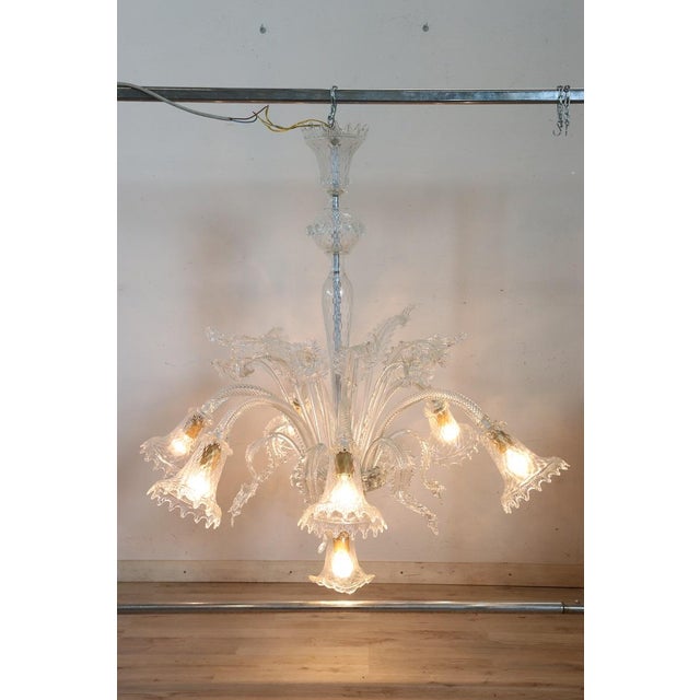 Transparent Murano Glass Chandelier, 1980s For Sale - Image 3 of 18