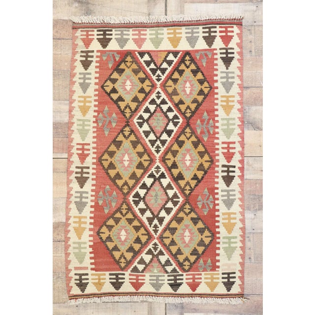 Red Vintage Persian Shiraz Kilim Rug - 03'01 X 04'10 For Sale - Image 8 of 9
