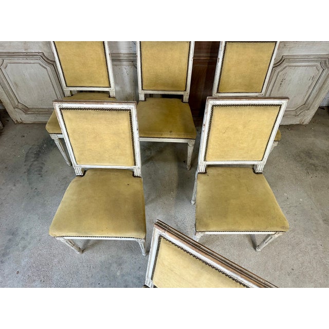 Louis XVI Style White Lacquered Chairs, 1900s, Set of 6 For Sale - Image 11 of 14