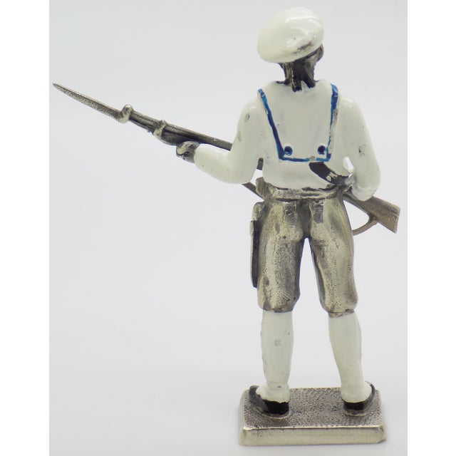 Vintage Italian Genuine Silver 1911 Royal Navy Sailor Combat Rare Figurine Made in Milan For Sale - Image 6 of 13