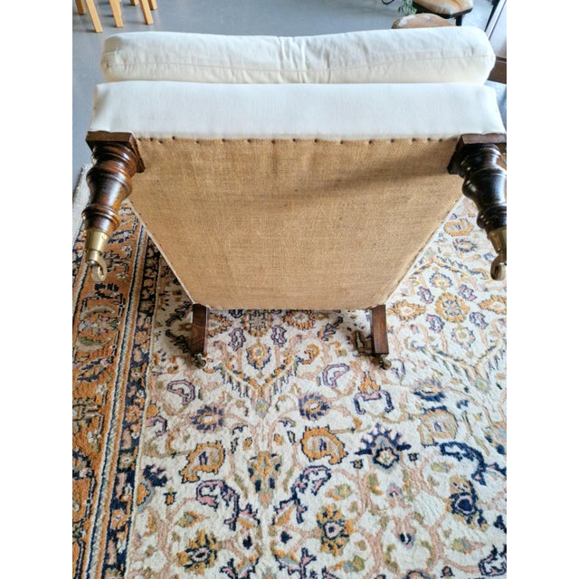 19th Century Classic English Country House Armchair in Linen, 1970s For Sale - Image 11 of 12