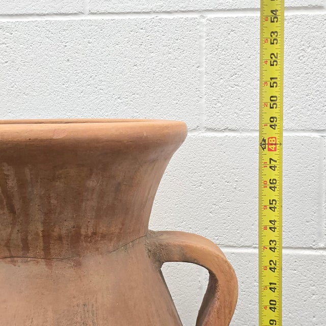 Terra Cotta Large Rustic Terra Cotta Amphora Floor Vase For Sale - Image 8 of 9