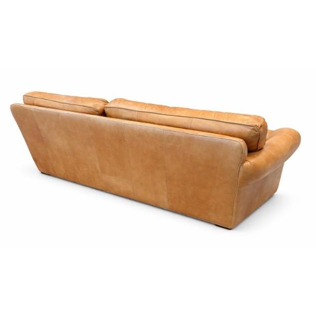 Traditional Caramel Leather Sofa. Distressed Full Grain Leather Couch For Sale - Image 3 of 3