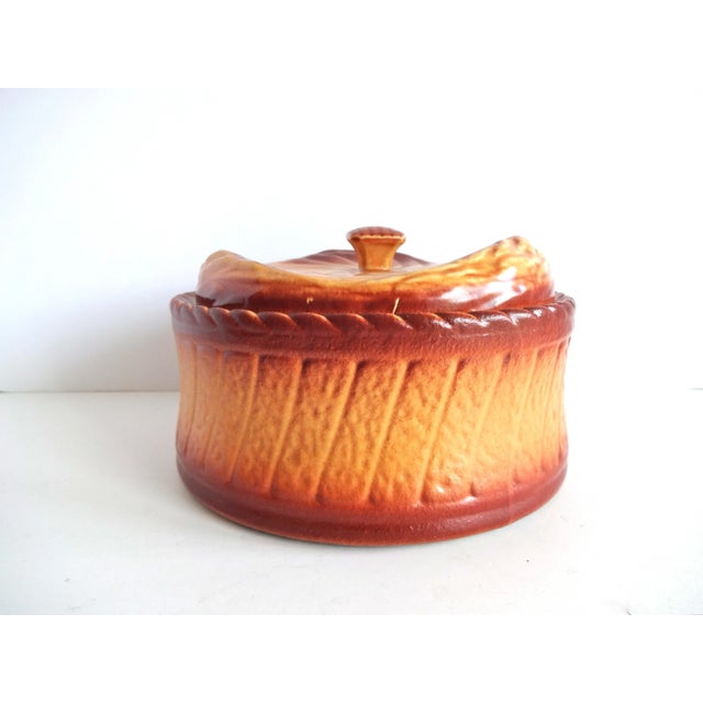Antique French Trompe l'Oeil Puff Pastry Brown Faience Terrine For Sale - Image 12 of 13