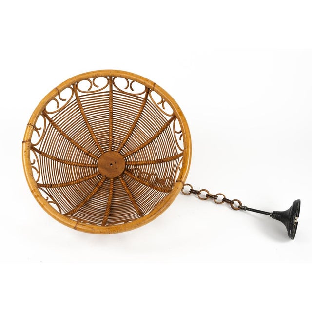 Mid-Century Rattan and Bamboo Pendant, Italy, 1960s For Sale - Image 14 of 15
