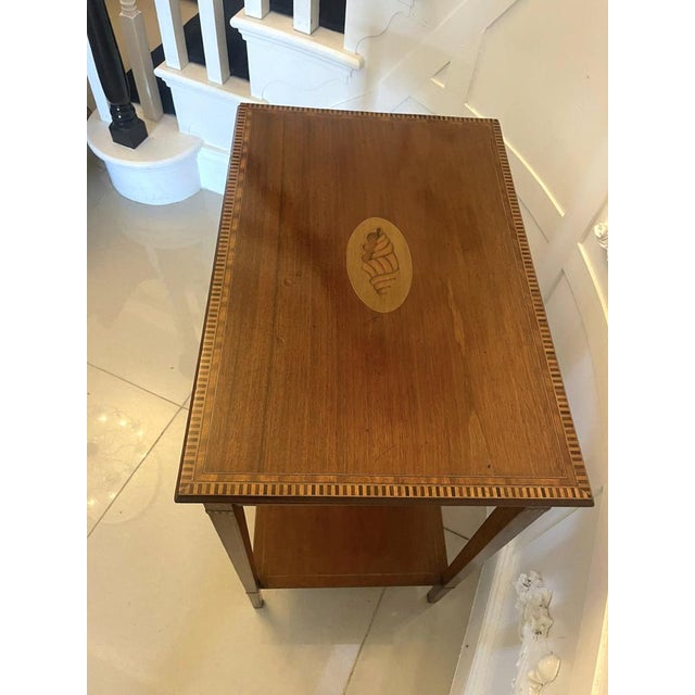 Antique Edwardian Mahogany Inlaid Lamp Table, 1900 For Sale - Image 3 of 15