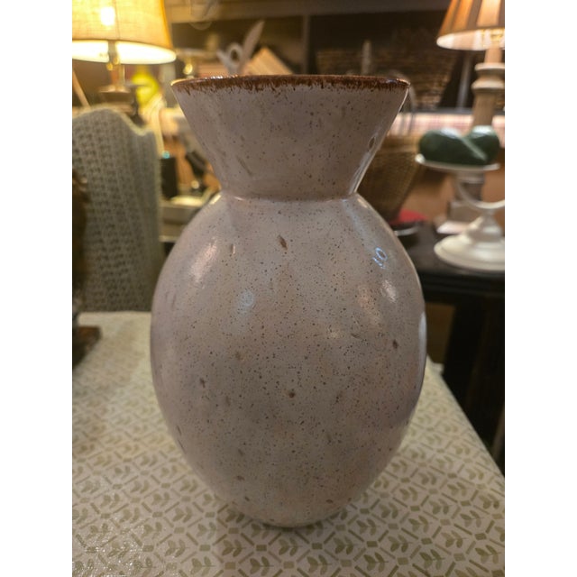 1980s Heavy Vintage Glazed Pottery With Specks and Cuts/Lashes Texture Throughout For Sale - Image 5 of 5