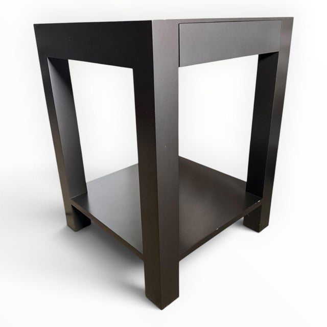 Mid-Century Modern Custom Parsons Ebonized Maple Bedside Tables- A Pair For Sale - Image 3 of 5