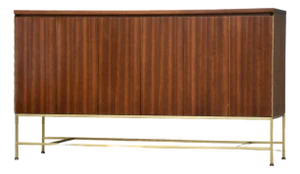 1960s Refinished Paul McCobb Calvin Mahogany and Brass 60” Credenza