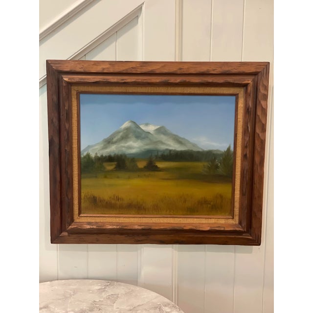Mid 20th Century Original Signed Painting of a Mountain Range and Field For Sale - Image 13 of 13