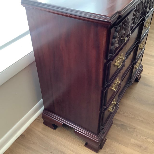 Late 19th Century Antique Solid Cherry Chippendale Block Front Shell Carved Chest For Sale - Image 5 of 10