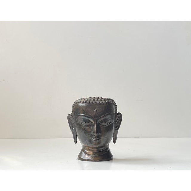 Brown Vintage Siddhartha Gautama Buddha Head in Brass from Robert Laffont Editions, 1980s For Sale - Image 8 of 10