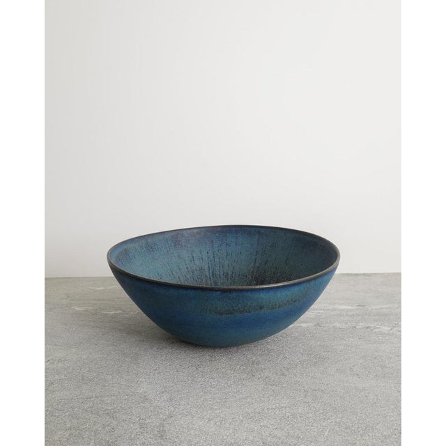 Blue Large Swedish Mid-Century Blue Ceramic Bowl by Stig Lindberg, 1960s For Sale - Image 8 of 8